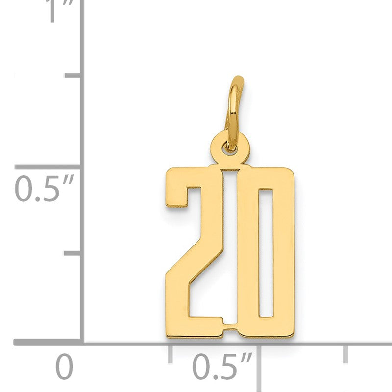 14k Small Elongated Number 20 Charm LES20