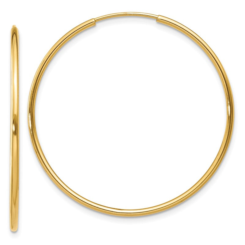 14k 1.2x34mm Polished Endless Tube Hoop Earrings XY1205