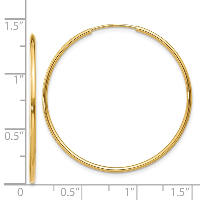 14k 1.2x34mm Polished Endless Tube Hoop Earrings XY1205