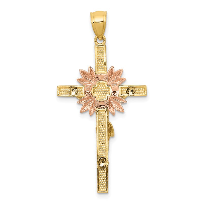 14k Tri-color Crucifix Pendant C3906