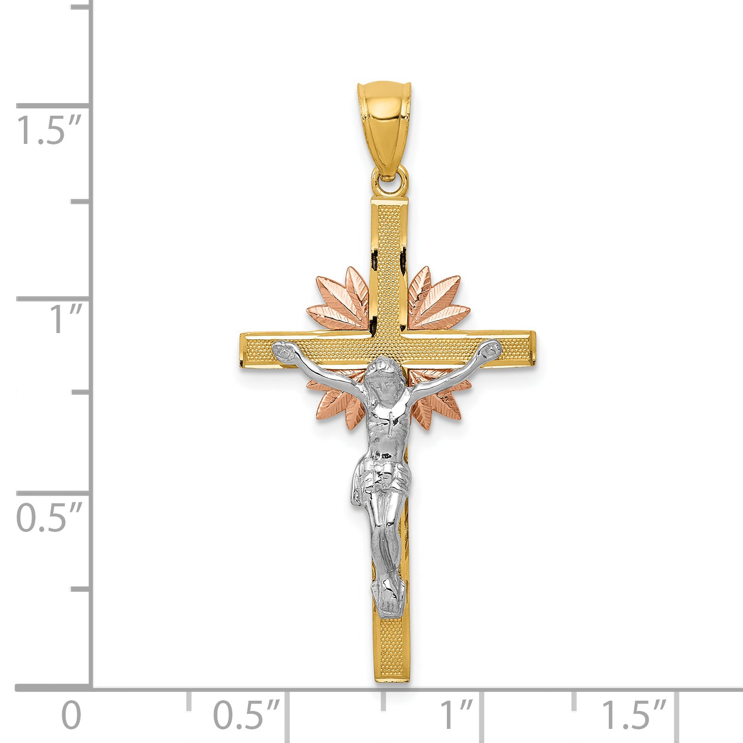 14k Tri-color Crucifix Pendant C3906