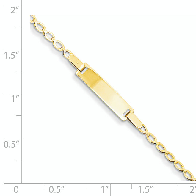 14k Polished Solid Chain/Solid Plate Fancy Link 16x5mm Plate 6 inch Baby/Child ID Bracelet BID94