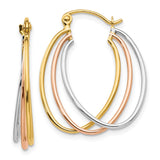 14K Tri Color Hoop Earrings TF460