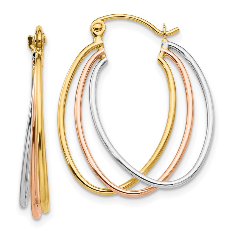 14K Tri Color Hoop Earrings TF460