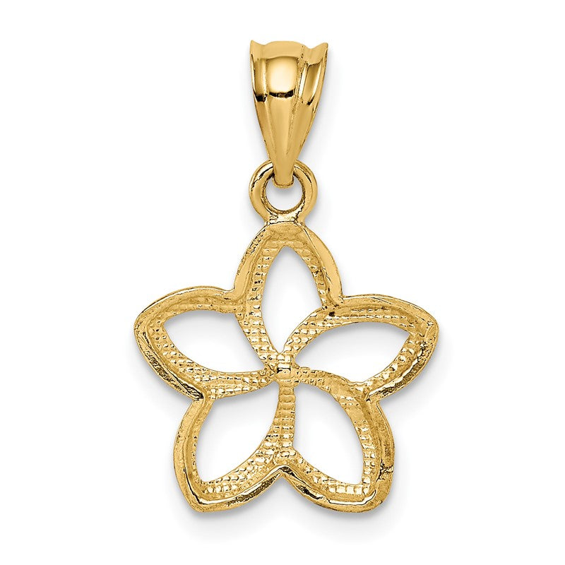 14k Polished Cut-out Plumeria Pendant K1809