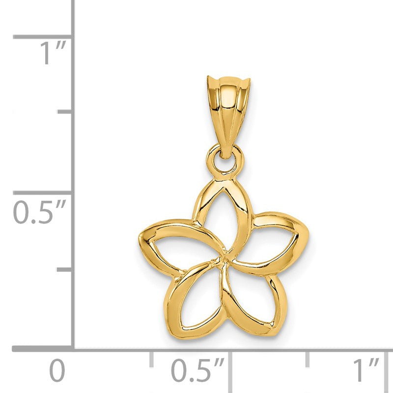 14k Polished Cut-out Plumeria Pendant K1809