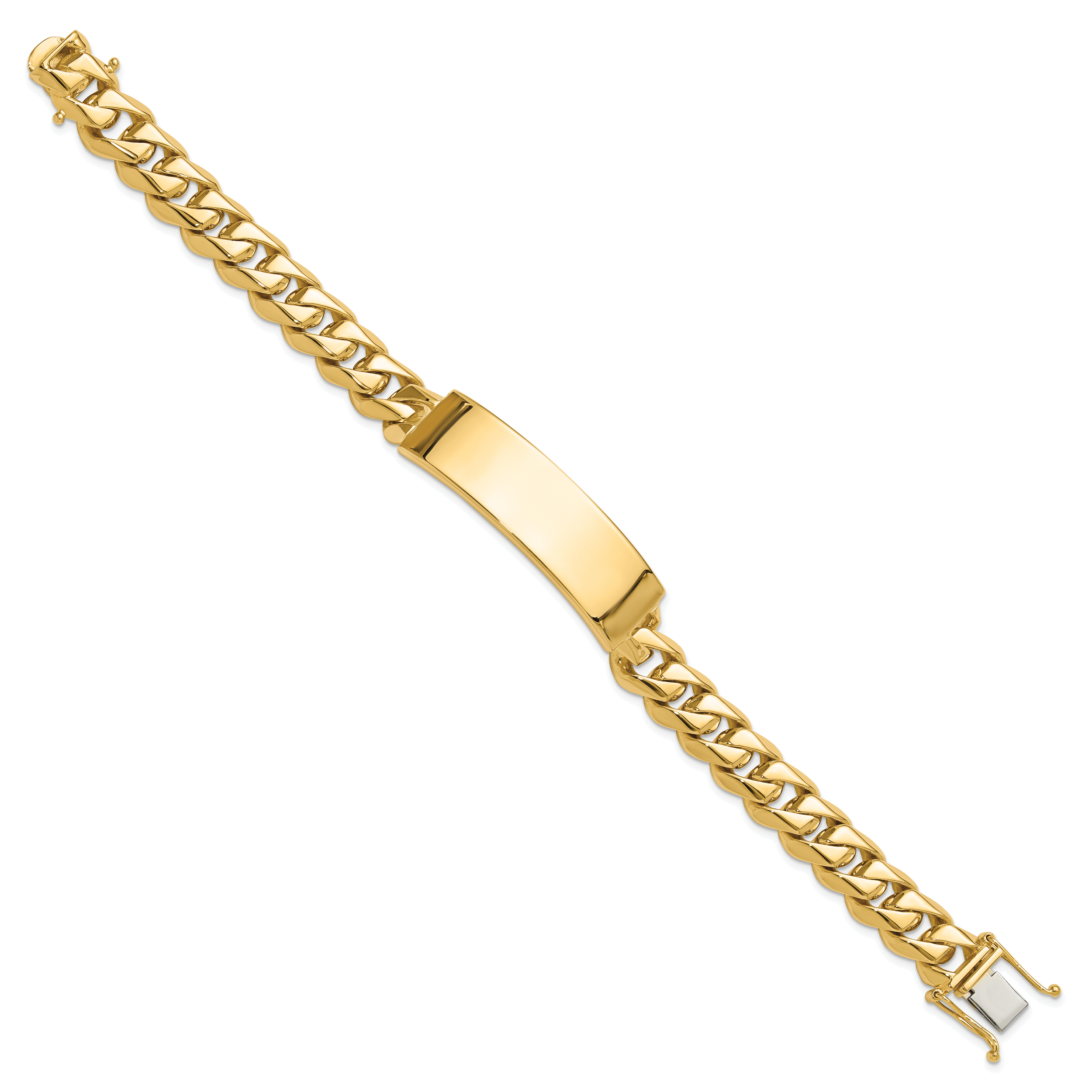 14k Hand-polished Solid Chain/Solid Plate Curb Link 48x14mm Plate 8 inch ID Bracelet LK120ID