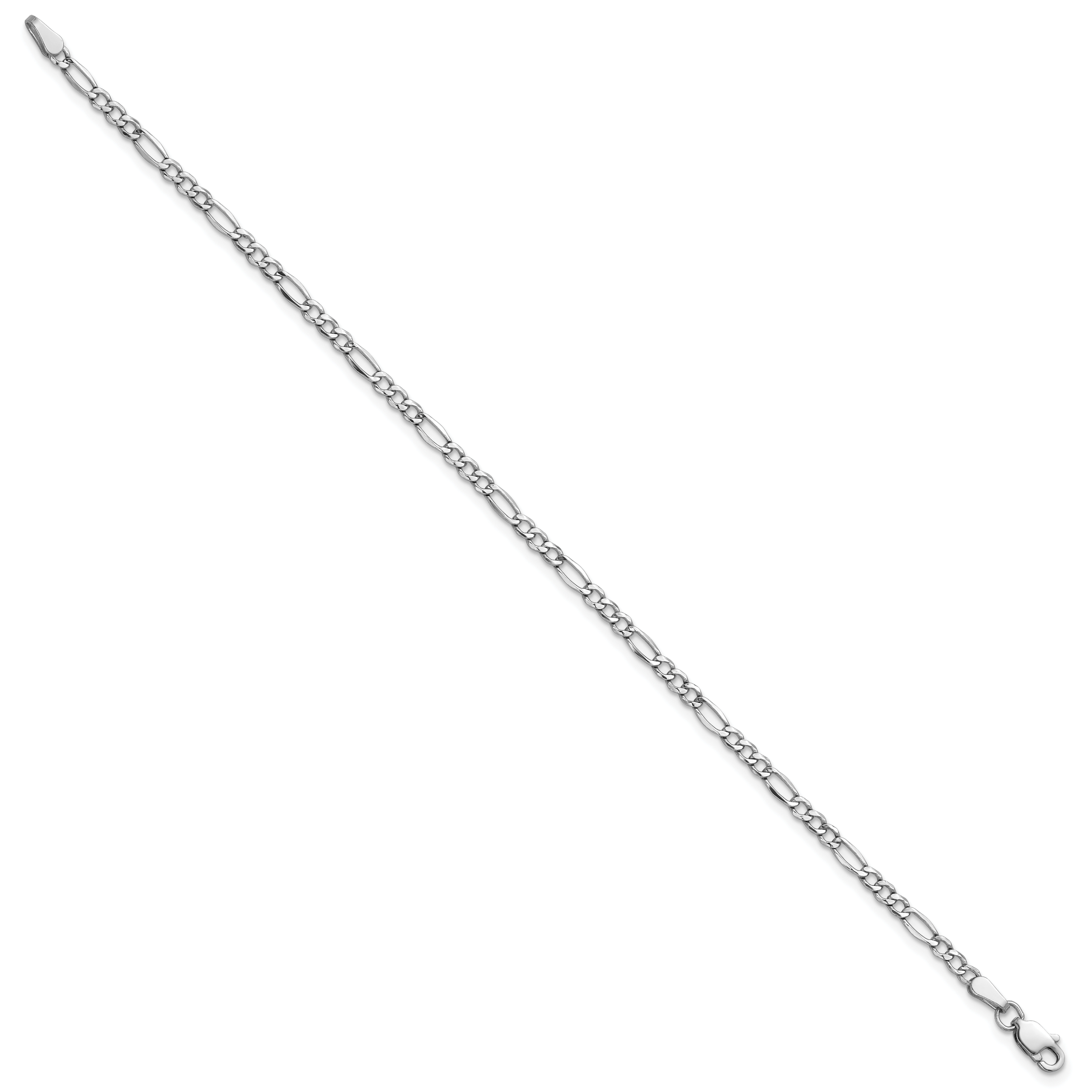 14K White Gold 10 inch 2.5mm Semi-Solid Figaro with Lobster Clasp Chain BC119