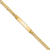 14k Polished Solid Chain/Solid Plate Curb Link 24.5x5mm Plate 7 inch ID Bracelet LID61