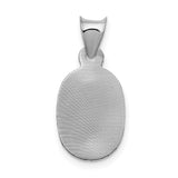 14k White Gold Polished Diamond-cut Semi-solid Our Lady Of Guadalupe Oval Pendant K6337