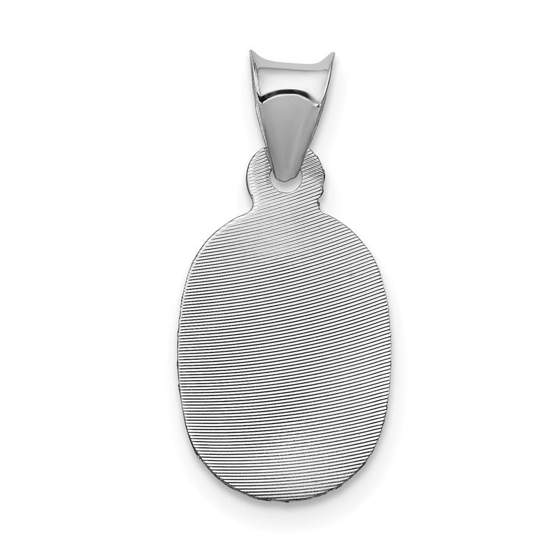 14k White Gold Polished Diamond-cut Semi-solid Our Lady Of Guadalupe Oval Pendant K6337