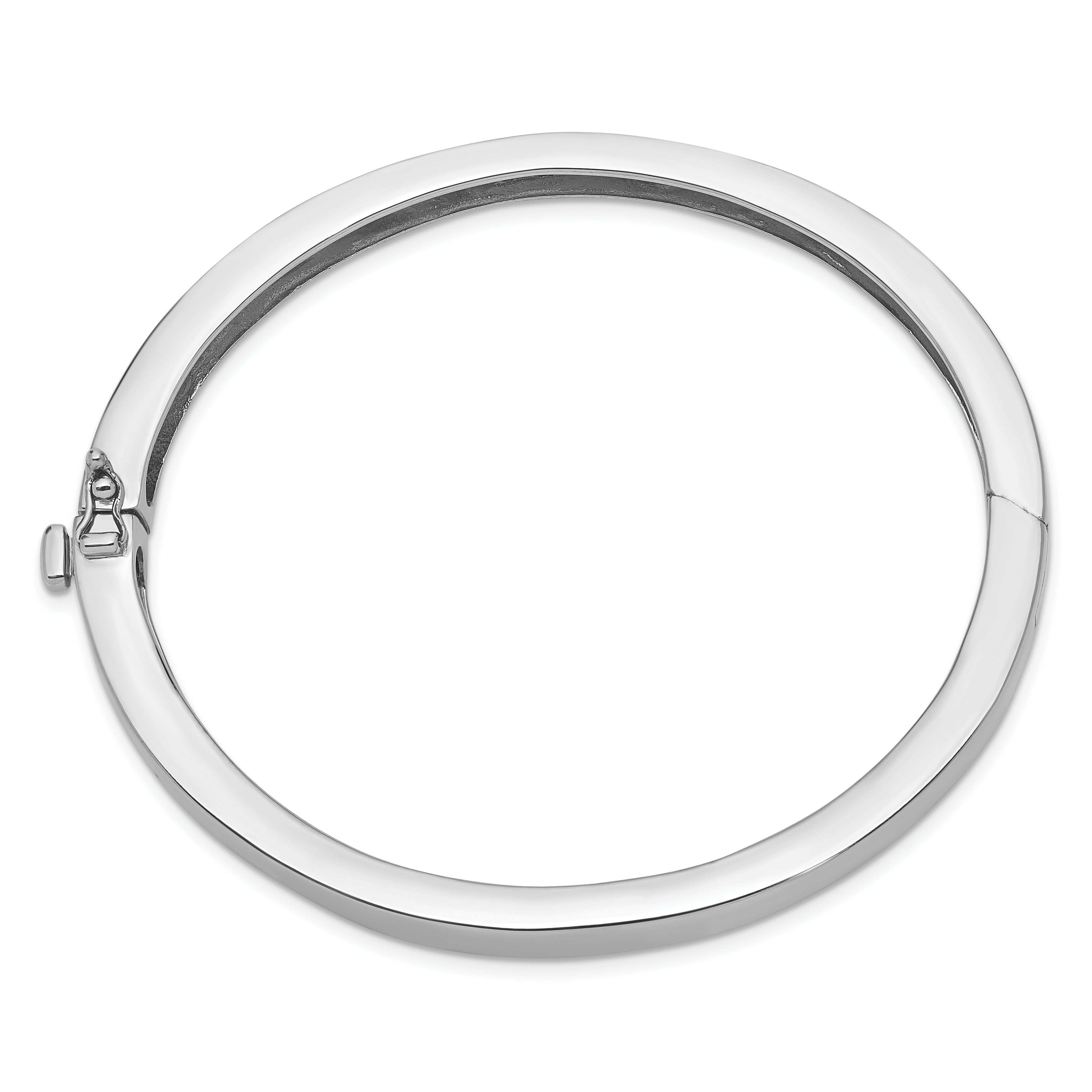 14k White Gold 6.3mm Polished Solid Hinged Oval Bangle Bracelet XB260