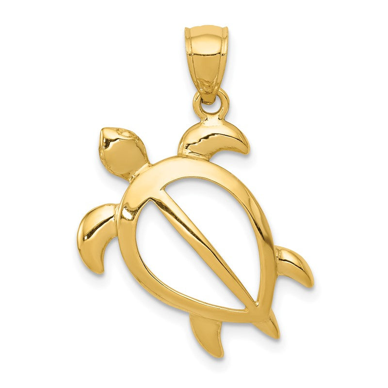 14k Large Open Turtle Pendant D3436