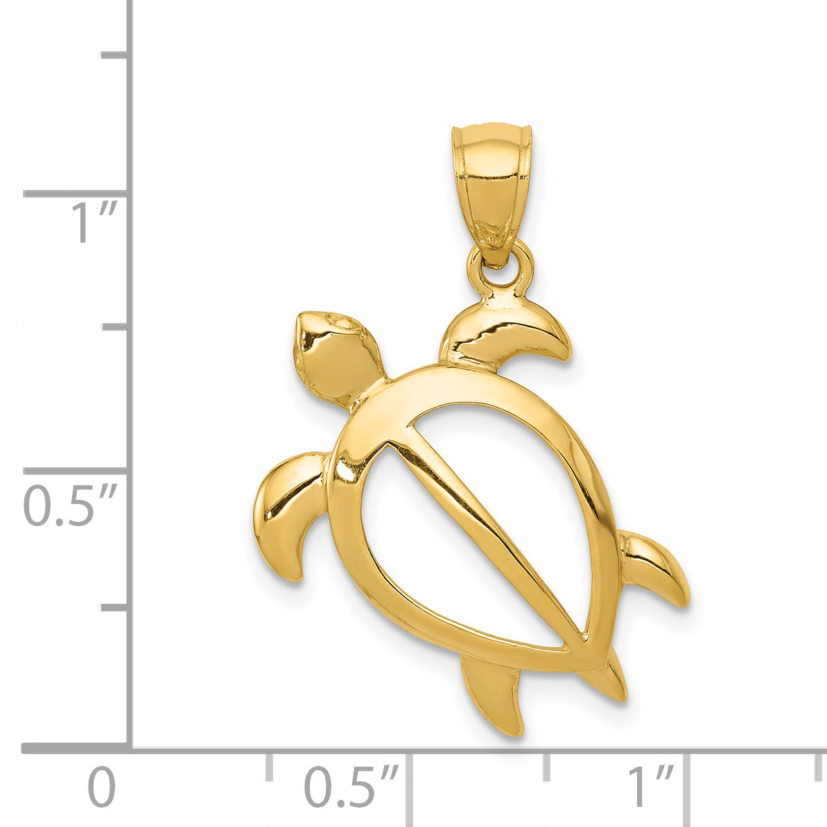 14k Large Open Turtle Pendant D3436
