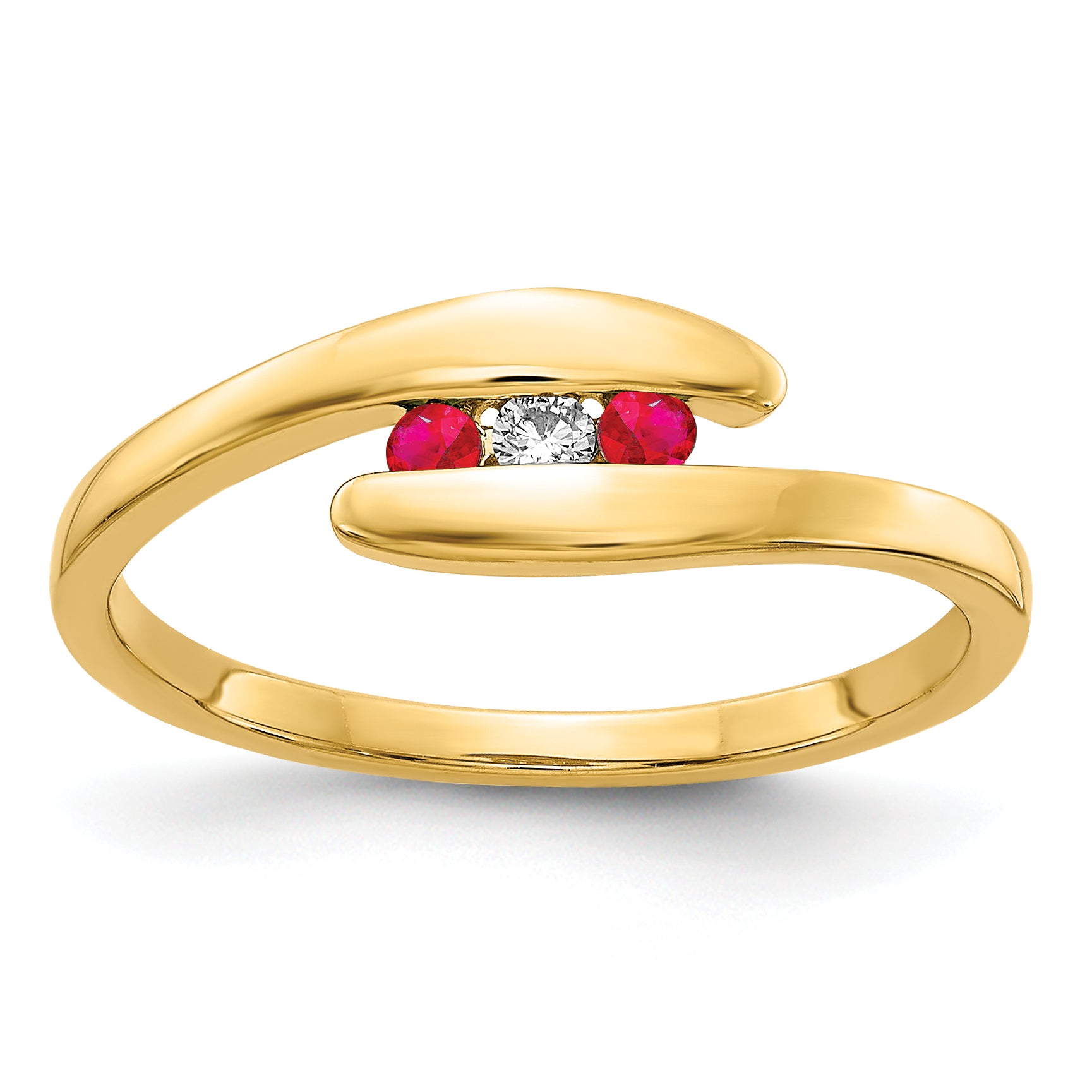 14k Emerald and Diamond 3-stone Bypass Ring RM5742