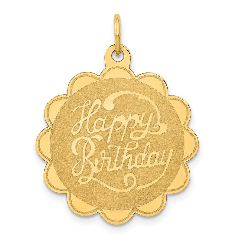 14K HAPPY BIRTHDAY 22mm Engravable Disc Charm XAC761