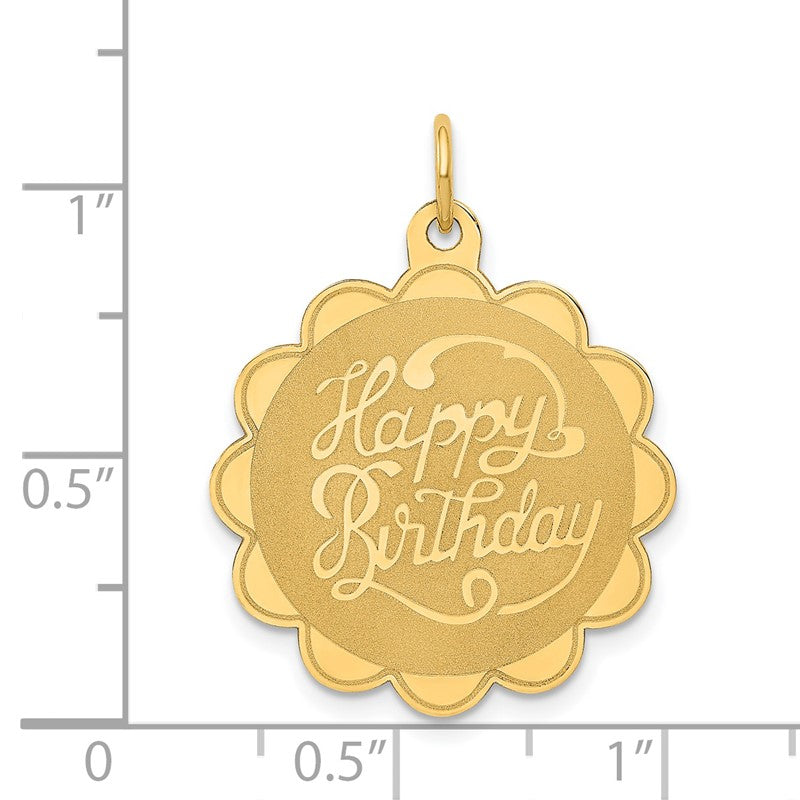 14K HAPPY BIRTHDAY 22mm Engravable Disc Charm XAC761