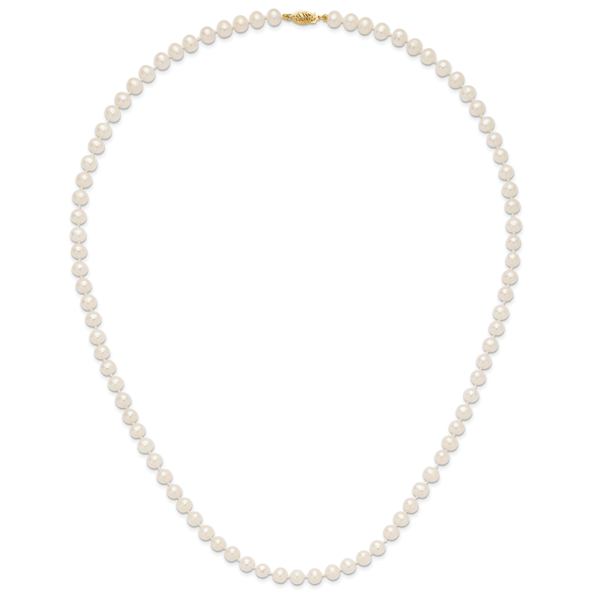 14k 6-7mm White Near-Round Freshwater Cultured Pearl 16 inch Necklace WPN060