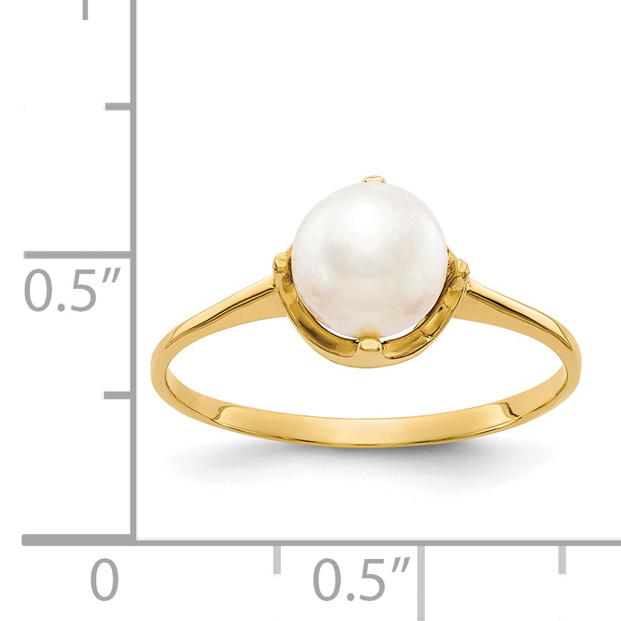 14k 6.5mm FW Cultured Pearl ring Y1926PL