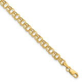 14k 4.5mm Hollow Diamond-cut Double Link 7 inch Charm Bracelet DOH21