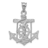 14k White Gold Satin Diamond-cut Mariners Crucifix Pendant K408