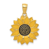 14k Enameled Yellow Sunflower Pendant K1965