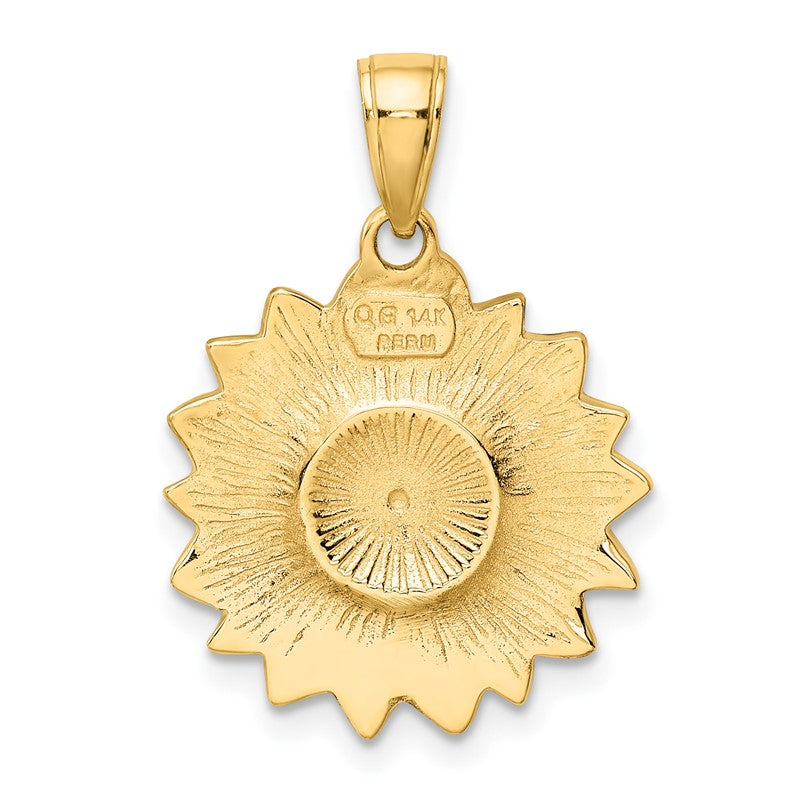 14k Enameled Yellow Sunflower Pendant K1965