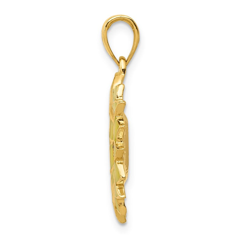 14k Enameled Yellow Sunflower Pendant K1965