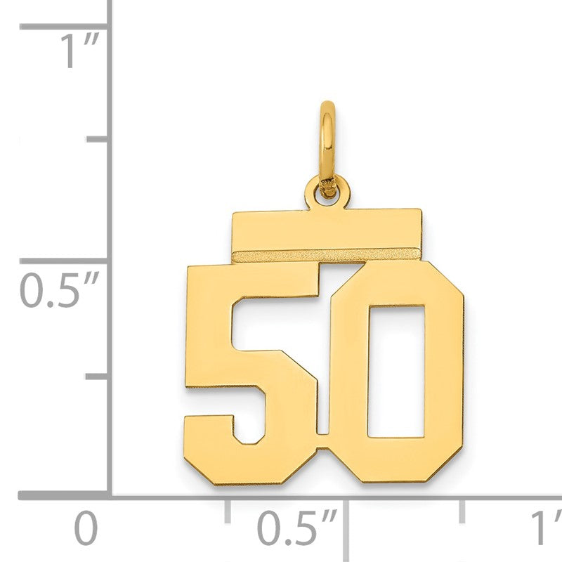 14k Small Polished Number 50 Charm LS50