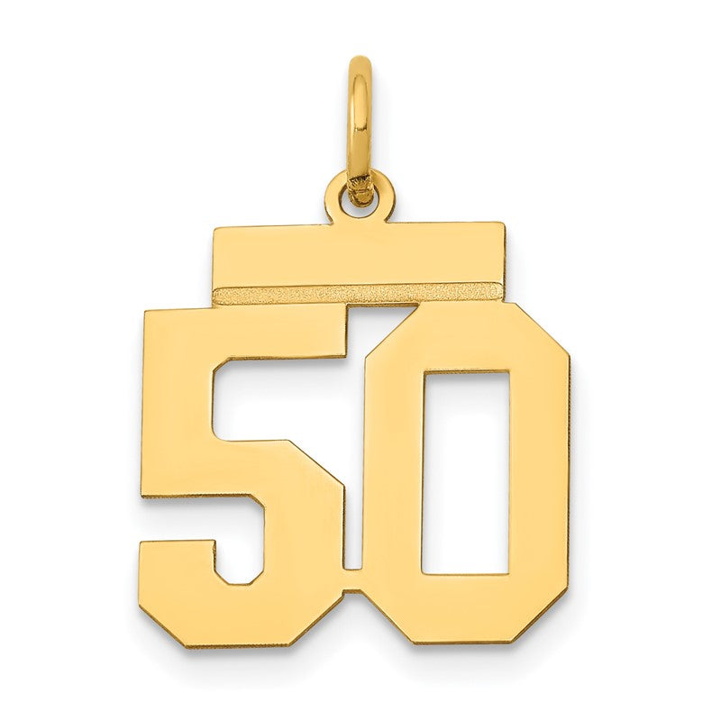 14k Small Polished Number 50 Charm LS50