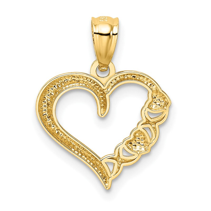 14k and White Rhodium Polished -X- and Heart Pendant YC441
