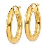 14k 4x25mm Polished Lightweight Tube Hoop Earrings T950L