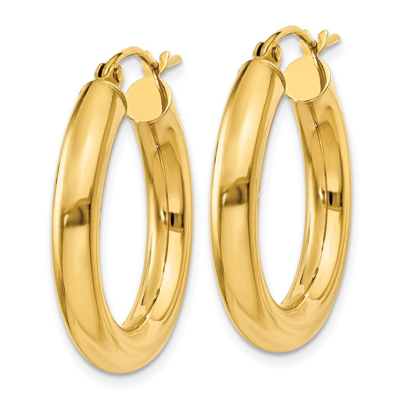 14k 4x25mm Polished Lightweight Tube Hoop Earrings T950L