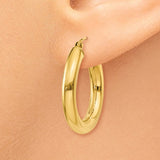 14k 4x25mm Polished Lightweight Tube Hoop Earrings T950L