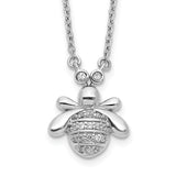 14k White Gold 1/10 carat Diamond Bee 18 inch Necklace PM3760