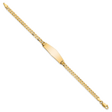 14k Polished Solid Chain/Solid Plate Flat Curb Link Soft Diamond Shape 28x9.8mm Plate 7 inch ID Bracelet LID73C