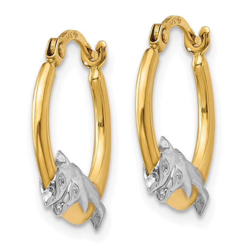 14K & Rhodium Dolphin Hoop Earrings TL729
