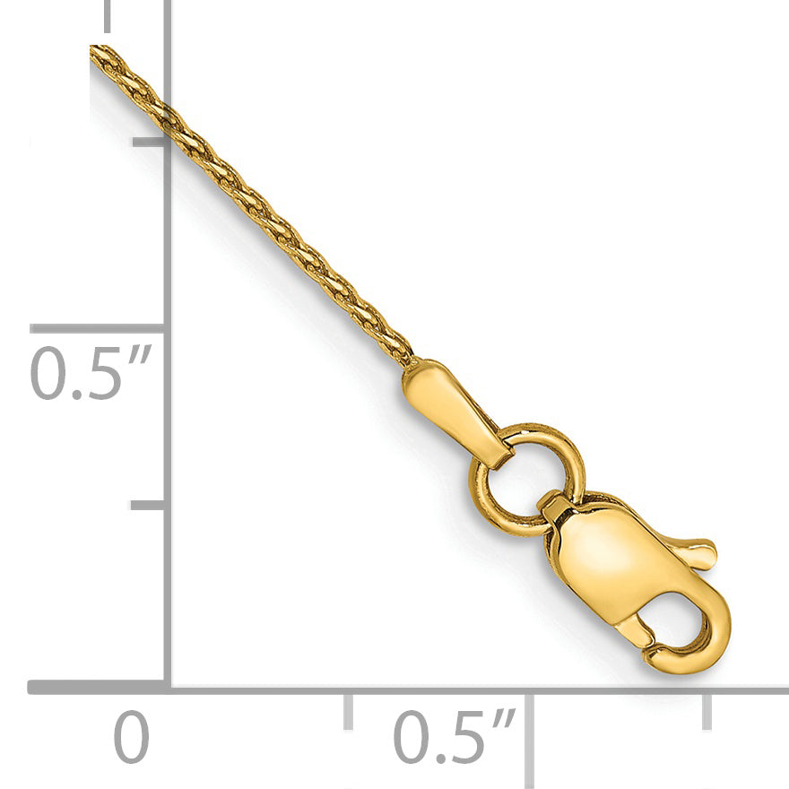 14K 10 inch .8mm Diamond-cut Parisian Wheat with Lobster Clasp Anklet PEN274