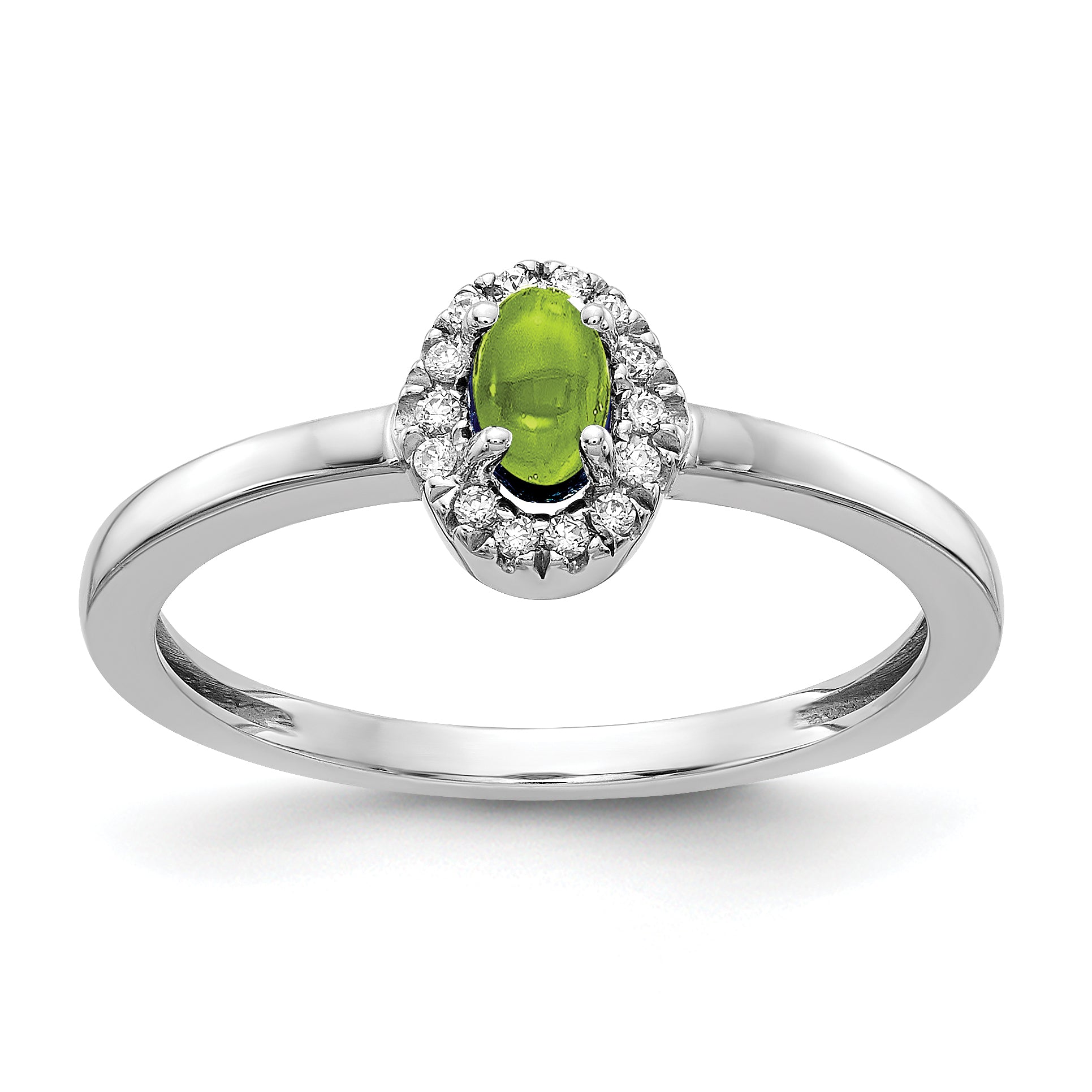 14k White Gold 1/15 carat Diamond and 5x3mm Oval Cabochon Aquamarine Halo Ring RM4035