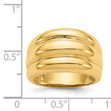 14k Polished Scalloped Dome Ring R322