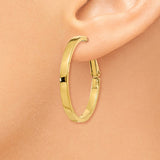 14k 3x30mm Polished Square Tube Omega Back Round Hoop Earrings PRE229