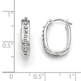 14k White Gold Diamond Fascination Diamond Dust/Accent 4x16mm Oval Hoop Earrings DF159