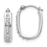 14k White Gold Diamond Fascination Diamond Dust/Accent 4x16mm Oval Hoop Earrings DF159