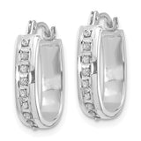 14k White Gold Diamond Fascination Diamond Dust/Accent 4x16mm Oval Hoop Earrings DF159