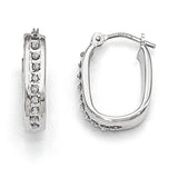 14k White Gold Diamond Fascination Diamond Dust/Accent 4x16mm Oval Hoop Earrings DF159