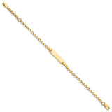 14k Polished Solid Chain/Solid Plate Fancy Link 16x5mm Plate 6 inch Baby/Child ID Bracelet BID94
