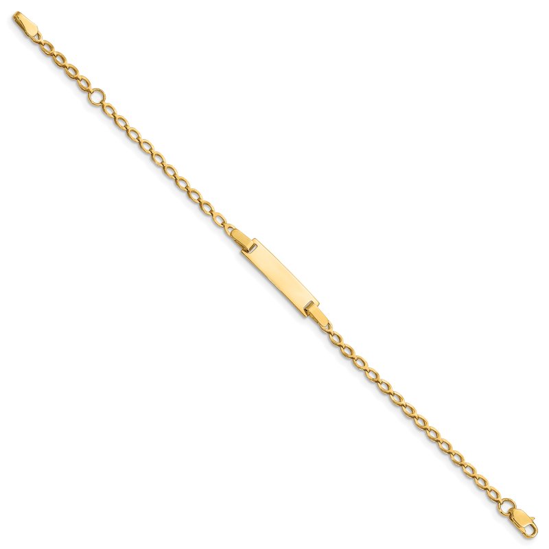 14k Polished Solid Chain/Solid Plate Fancy Link 16x5mm Plate 6 inch Baby/Child ID Bracelet BID94