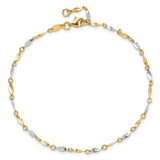 14K Two-Tone Polished Twisted Link 9 inch Plus 1 inch Extender - Total 10 inch Anklet ANK280