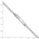 14k White Gold Polished Solid Chain/Solid Plate Figaro Link 25x4.8mm Plate 7 inch ID Bracelet FG80IDW