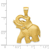 14k Solid Satin Diamond-cut Open-Backed Elephant Pendant C2367